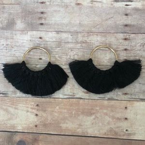 Black fringe tassel pendant necklace or earrings